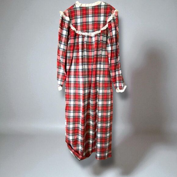 NWT LANZ OF SALZBURG Vintage Flannel Nightgown Red Plaid Cotton Size Small NOS - Picture 3 of 7